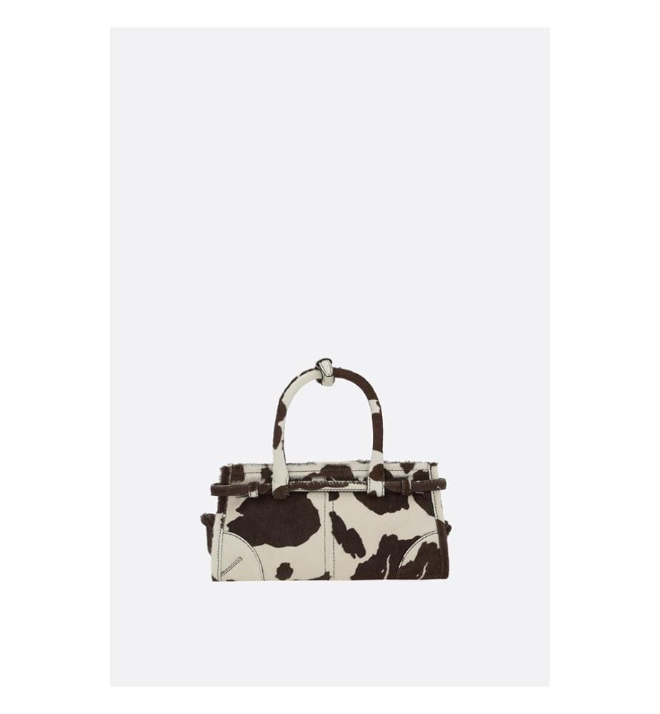 Borsa Bonnie in cavallino - Bianco e marrone scuro