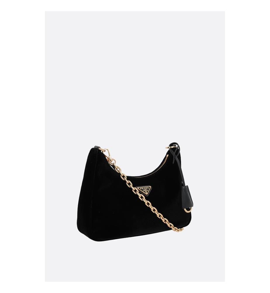 Mini borsa a tracolla in velluto Re-Edition - Nero
