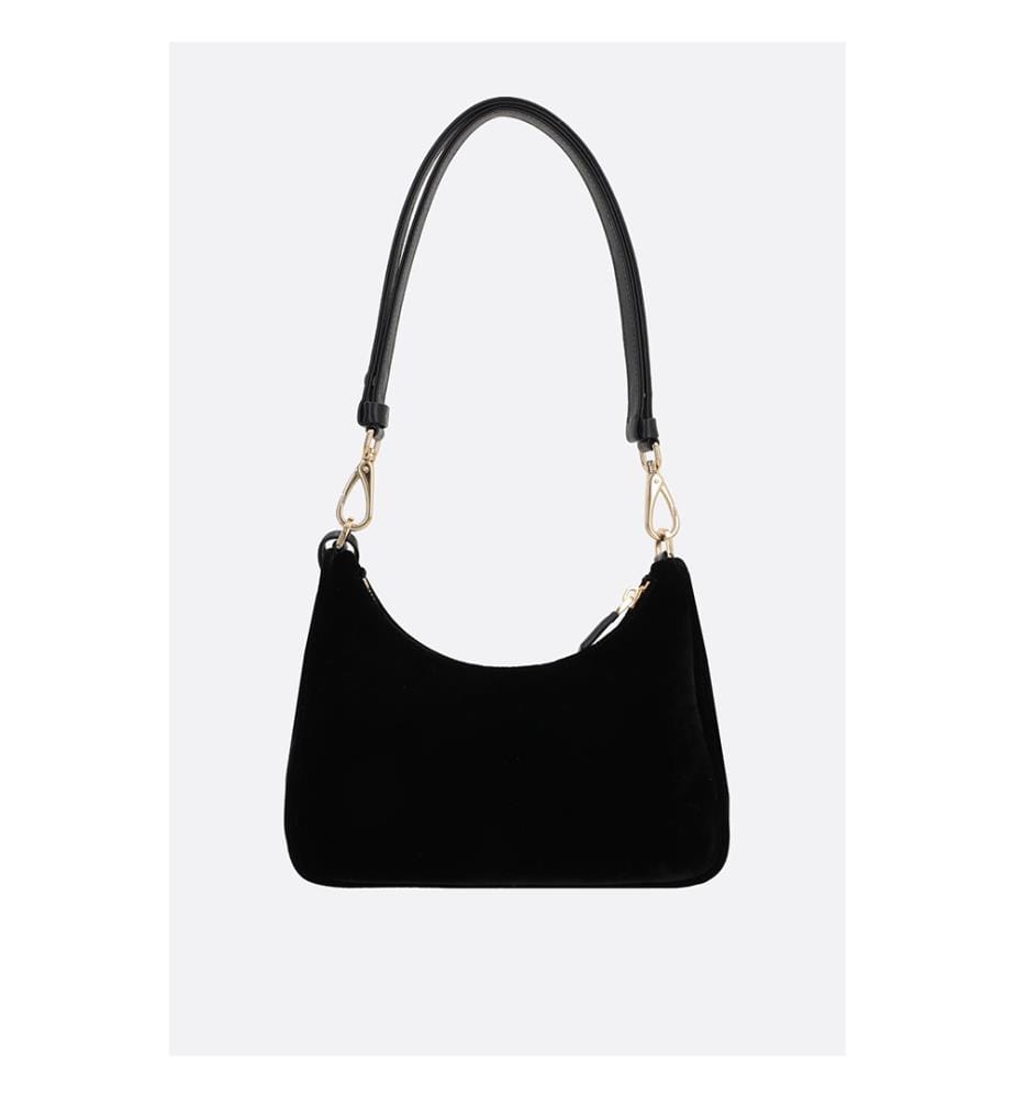 Mini borsa a tracolla in velluto Re-Edition - Nero