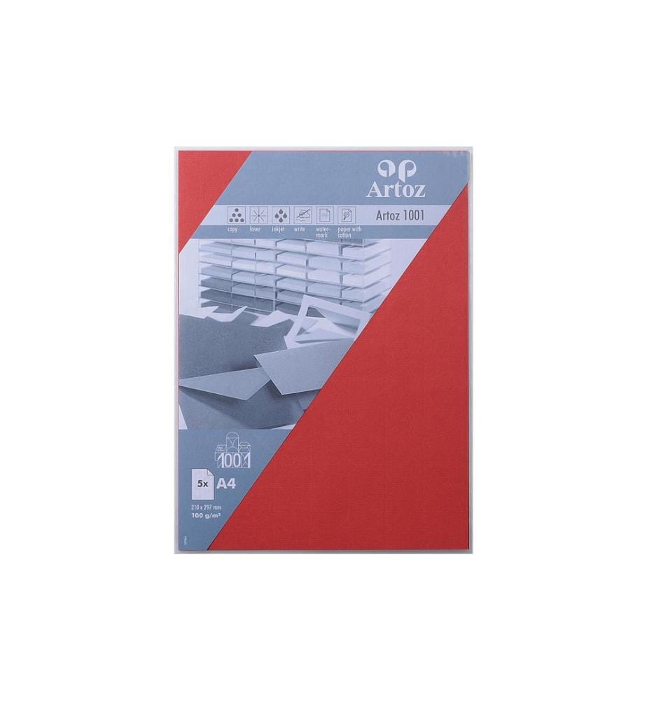 ARTOZ - Papier à lettres 1001 A4 100 g/m² 5 Blatt, Rouge
