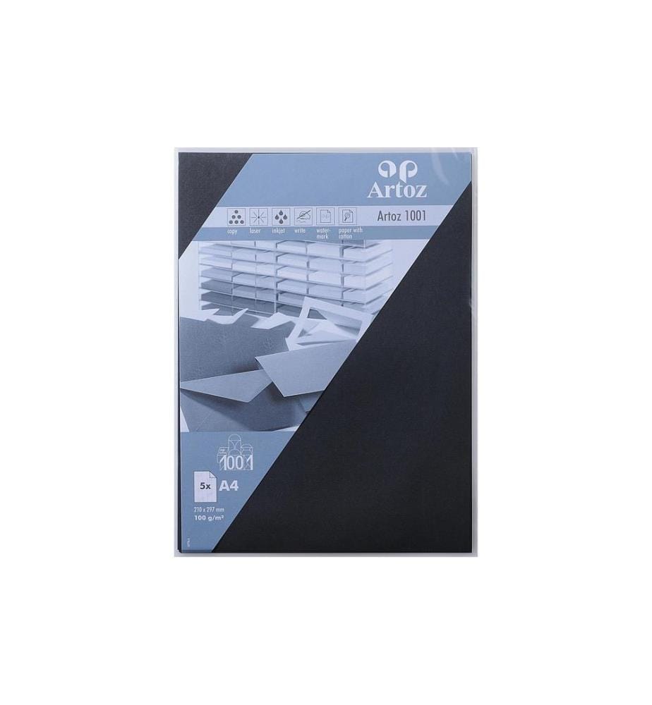 ARTOZ - Papier à lettres 1001 A4 100 g/m² 5 Blatt, Noir