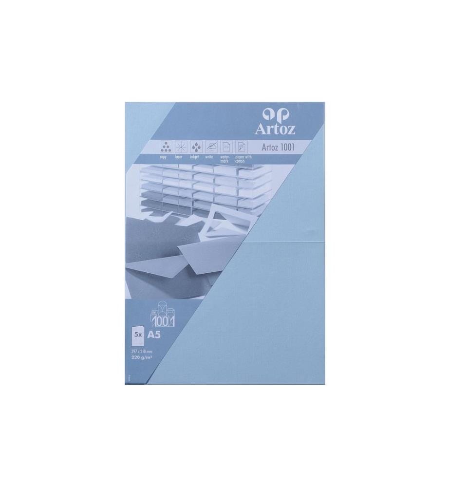 ARTOZ - Blankokarte 1001, A5, 5 Blatt, Pastellblau