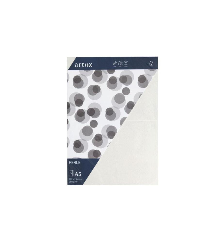 ARTOZ - Carte vierge Perle A5, 5 pièces, blanc