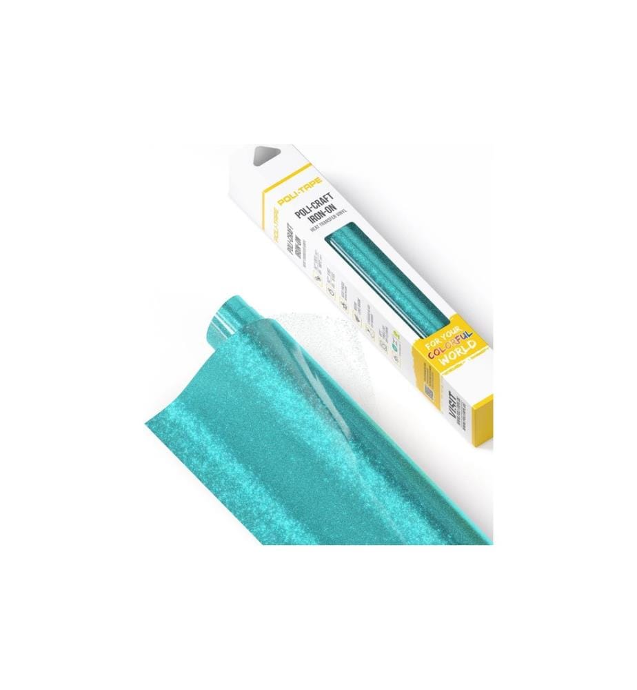 Poli-Tape - Film thermocollant Pearl Glitter, 30.5 x 61 cm, bleu ciel
