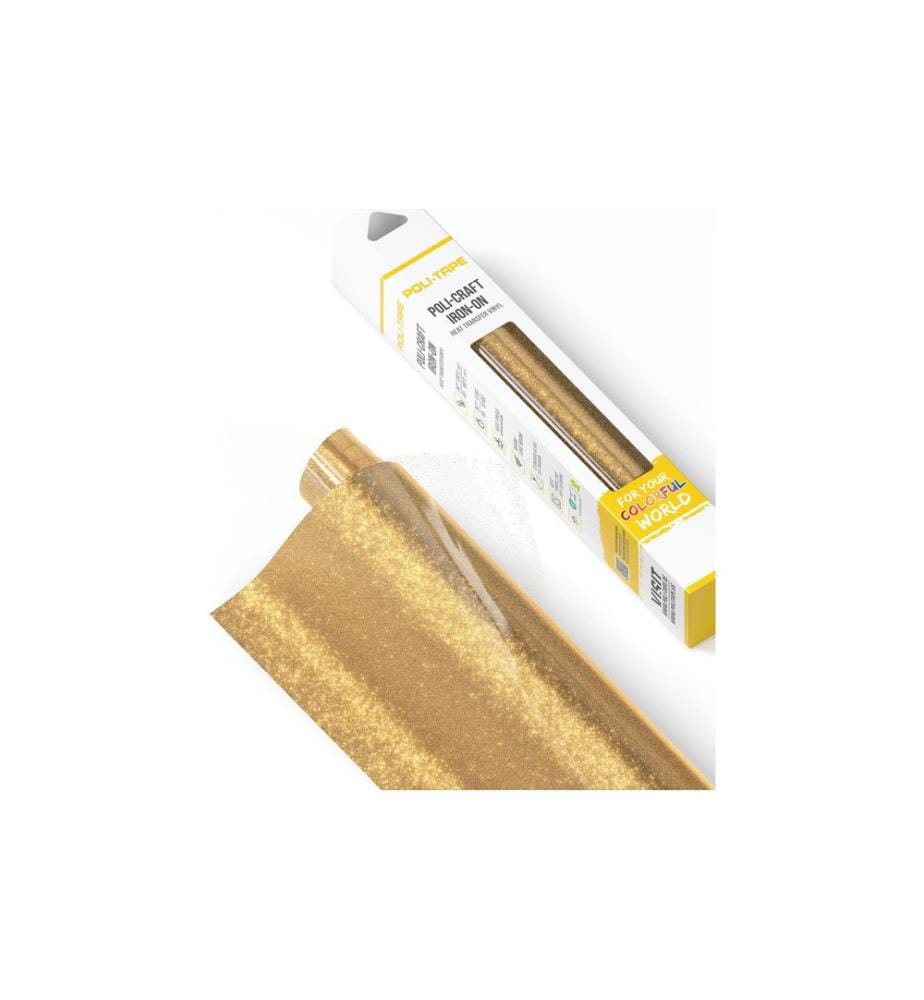 Poli-Tape - Film thermocollant Pearl Glitter, 30.5 x 61 cm, or clair