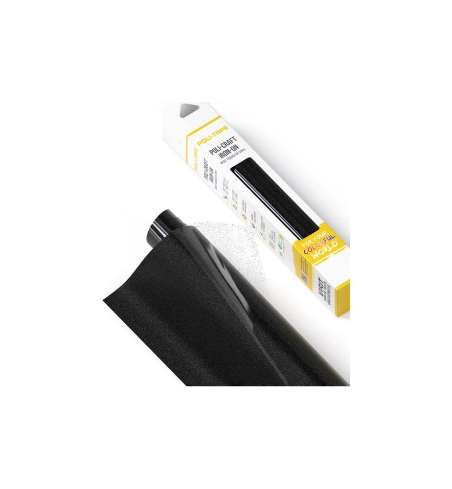 Poli-Tape - Film thermocollant Pearl Glitter, 30.5 x 61 cm, noir