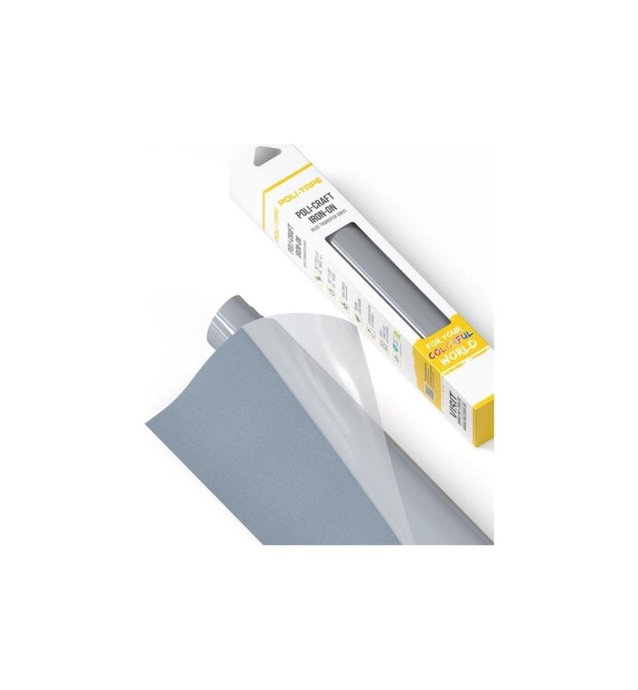 Poli-Tape - Aufbügelfolie Tubitherm Flock, 30.5 x 61 cm, Grau matt