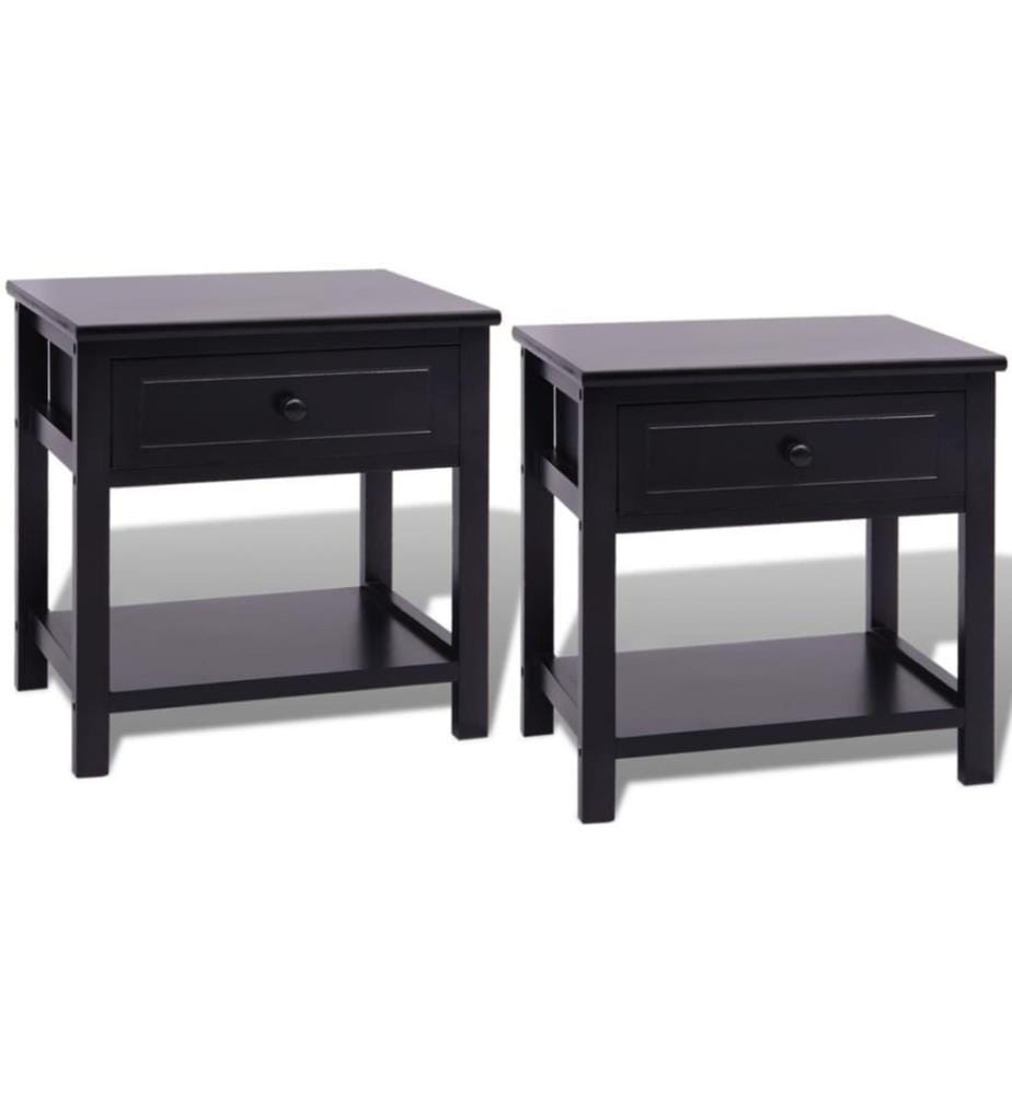 Nachttisch Holz 2 Stk. Schwarz