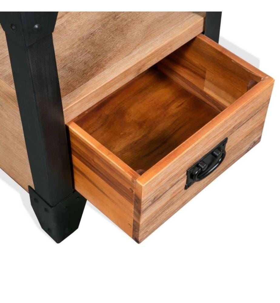 Nachttisch Akazienholz Massiv Stahl 40 x 30 x 54 cm