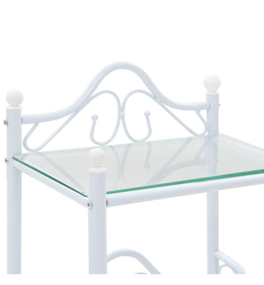Table de chevet Acier et verre trempé 45 x 30,5 x 60 cm Blanc