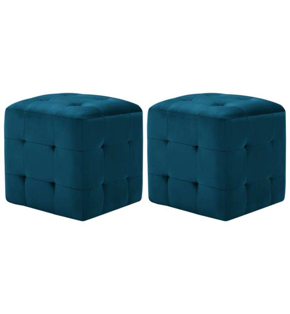 Nachttische 2 Stk. Blau 30×30×30 cm Samtstoff