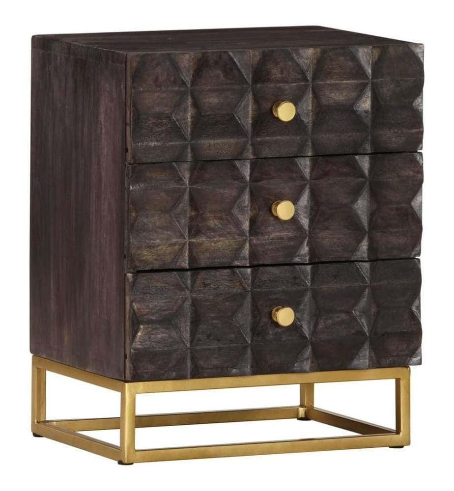 Table de chevet Noir 40x30x50 cm Bois de manguier massif