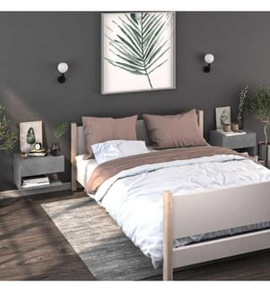 Wand-Nachttische 2 Stk. Betongrau Holzwerkstoff