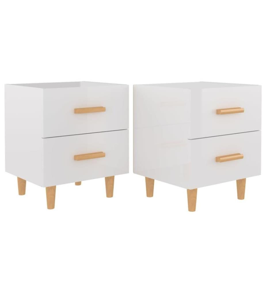 Nachttische 2 Stk. Hochglanz Weiss 40x35x47,5 cm