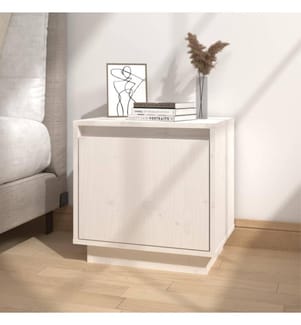 Table de chevet Blanc 40x30x40 cm Bois de pin solide