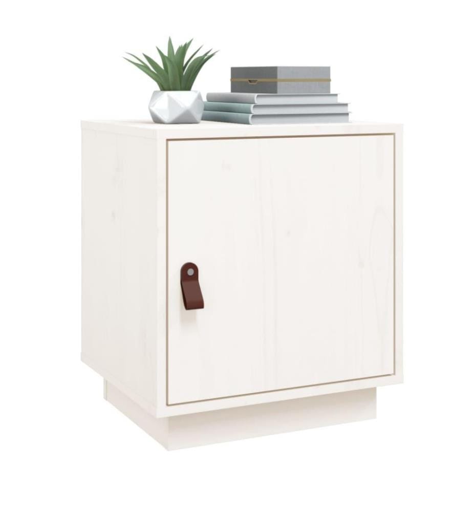 Nachttisch Weiss 40x34x45 cm Massivholz Kiefer