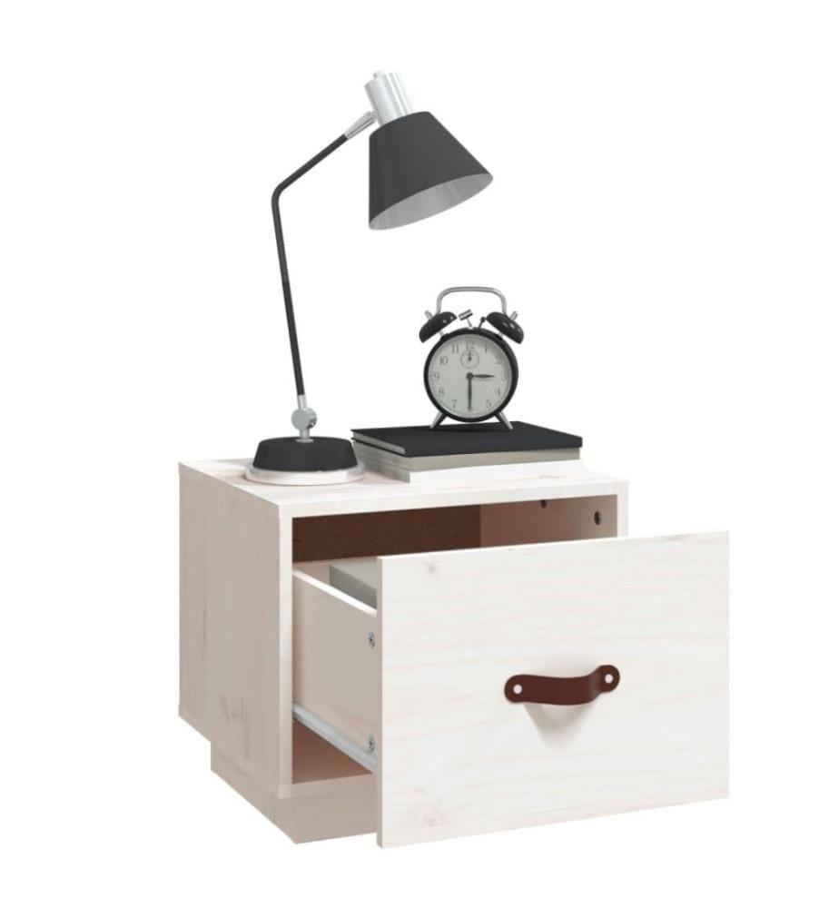 Nachttisch Weiss 40x34x35 cm Massivholz Kiefer