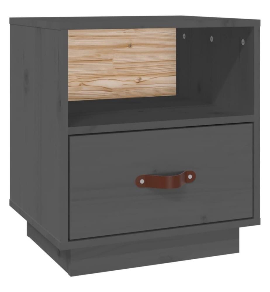 Nachttisch Grau 40x34x45 cm Massivholz Kiefer