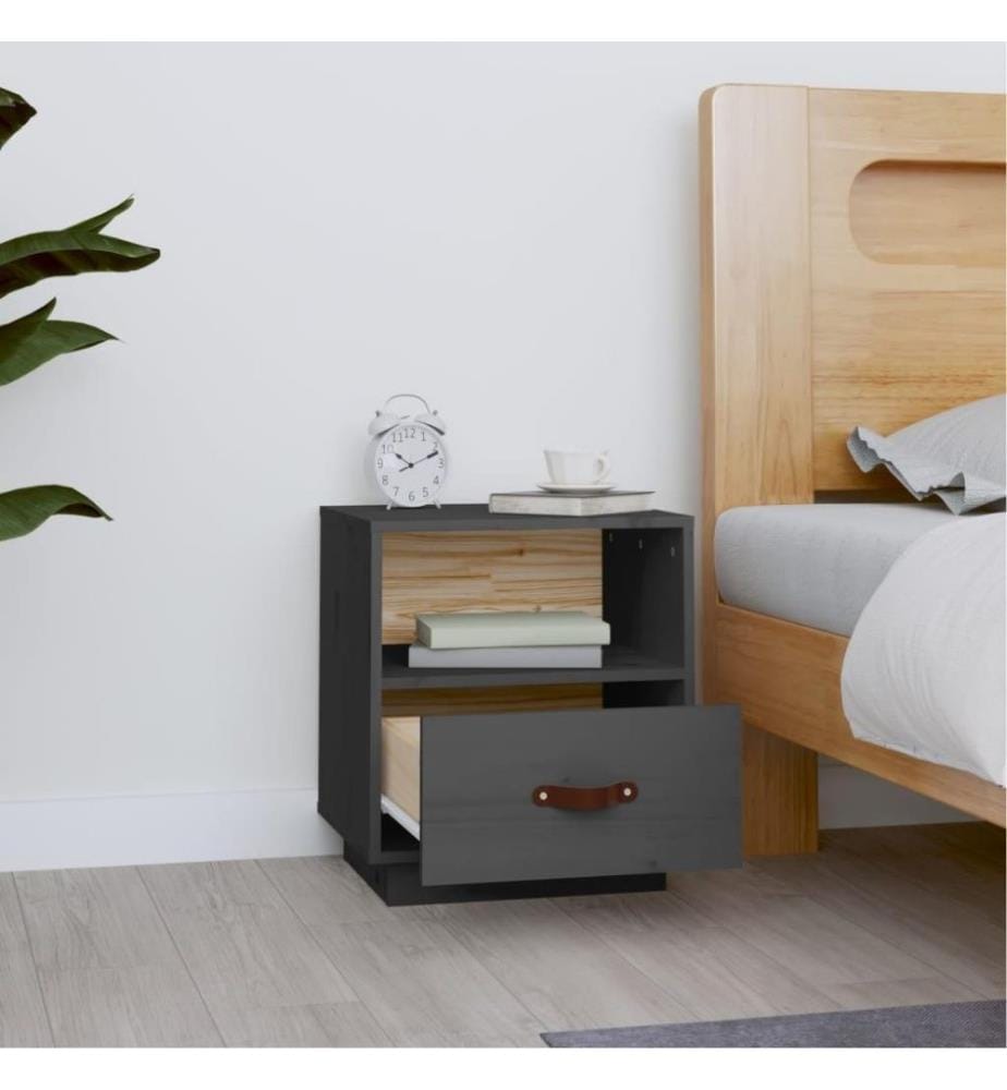 Nachttisch Grau 40x34x45 cm Massivholz Kiefer