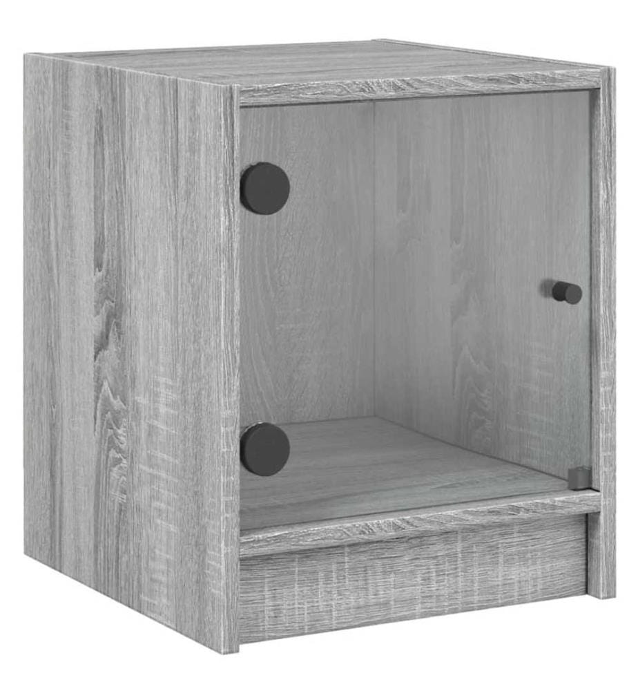 Table de chevet avec porte en verre sonoma gris 35x37x42 cm