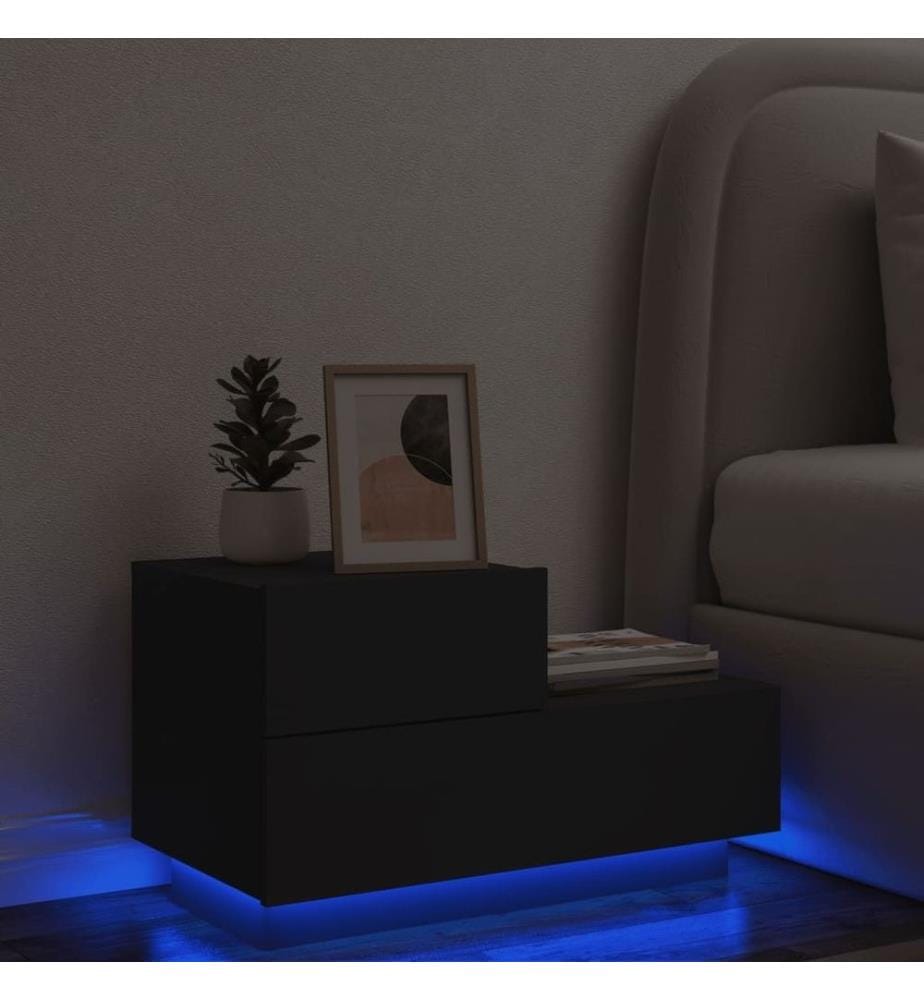 Nachttisch mit LED-Leuchten Schwarz 70x36x40,5 cm