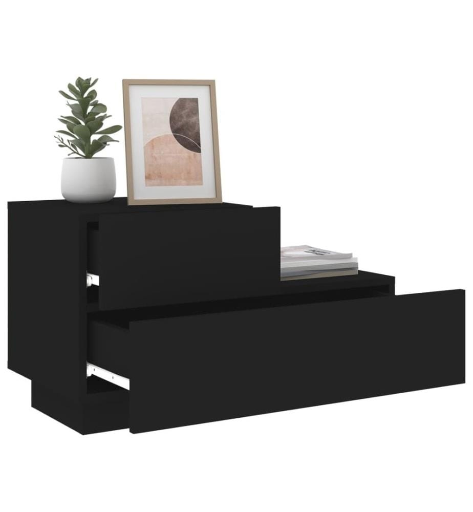 Nachttisch mit LED-Leuchten Schwarz 70x36x40,5 cm