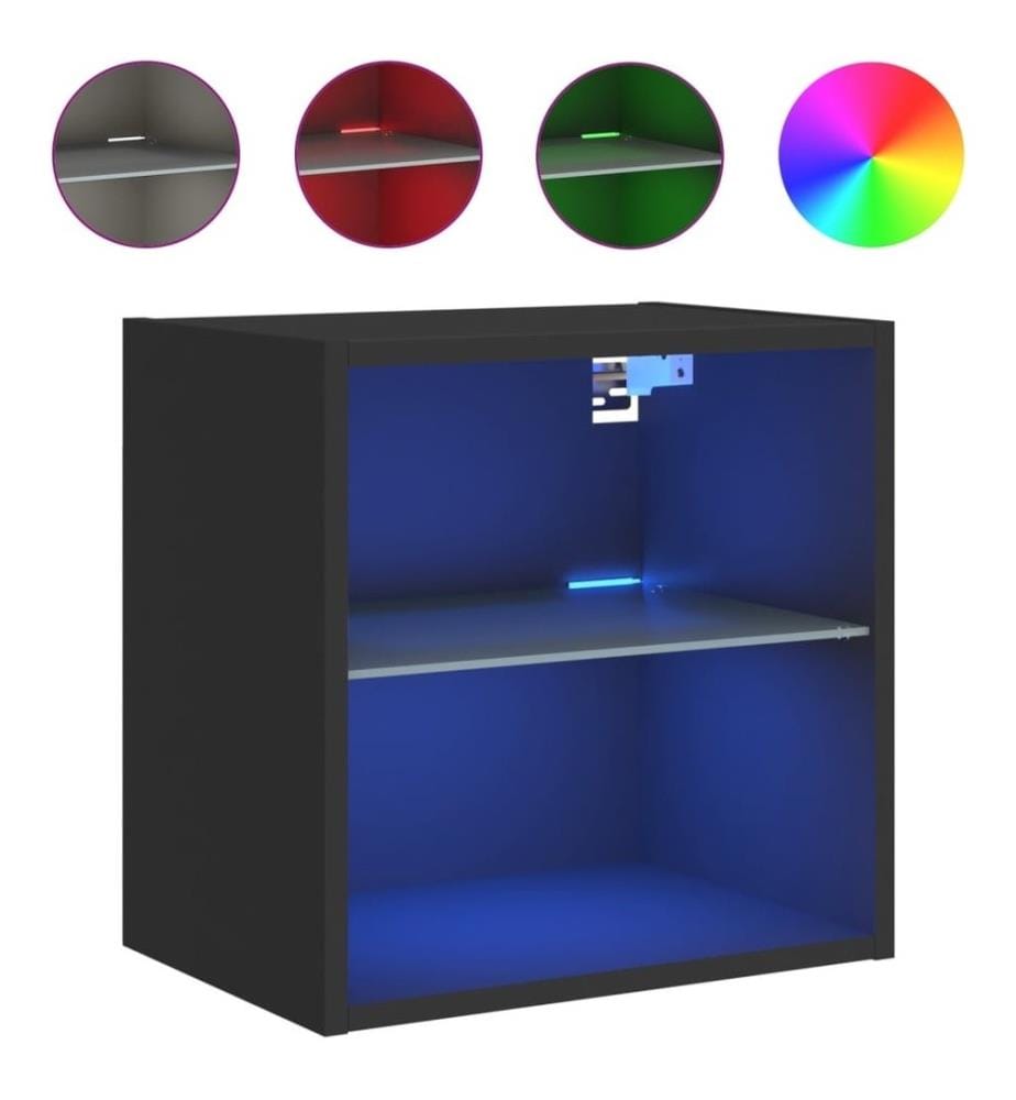 Wand-Nachttisch mit LED-Leuchten Schwarz