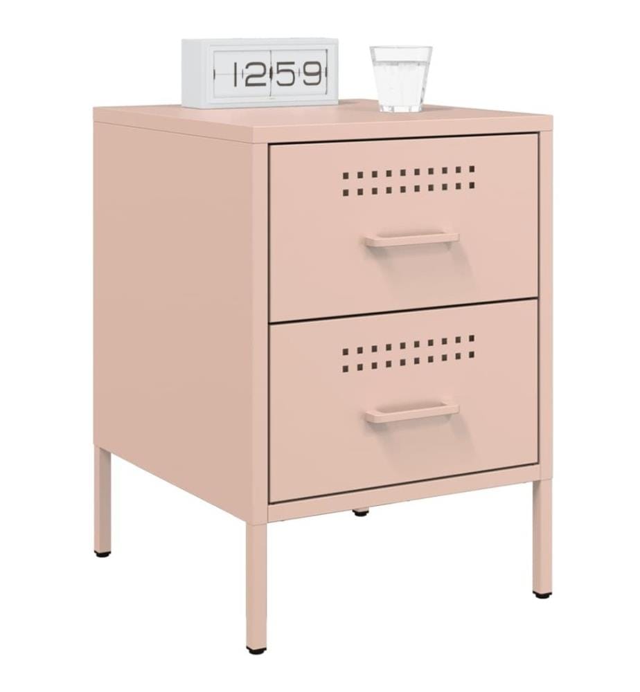Tables de chevet 2 pcs rose 36x39x50,5 cm acier