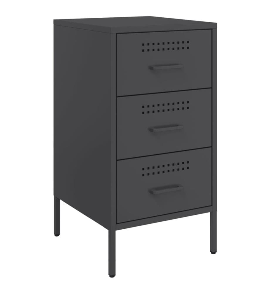 Nachttische 2 Stk. Schwarz 36x39x68 cm Kaltgewalzter Stahl