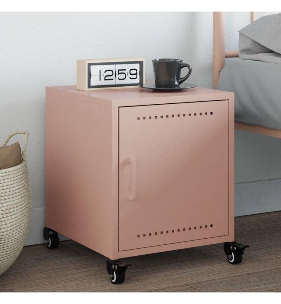 Table de chevet rose 36x38,5x43,5 cm acier