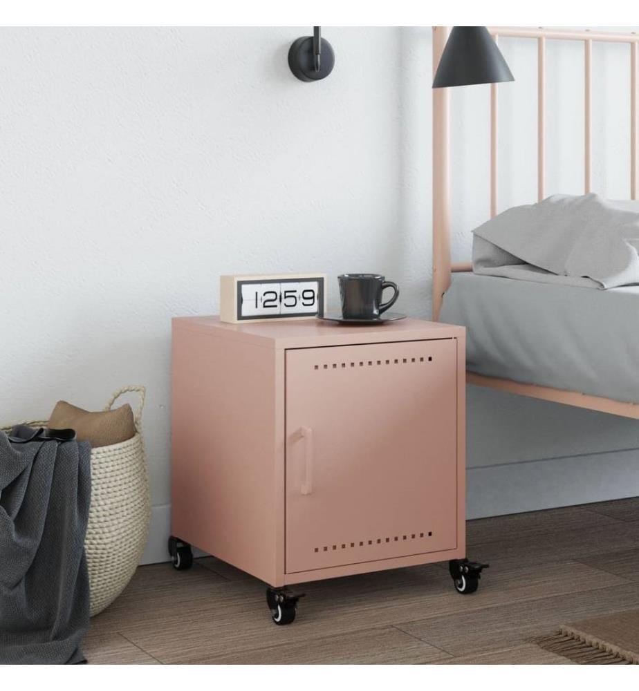 Table de chevet rose 36x38,5x43,5 cm acier