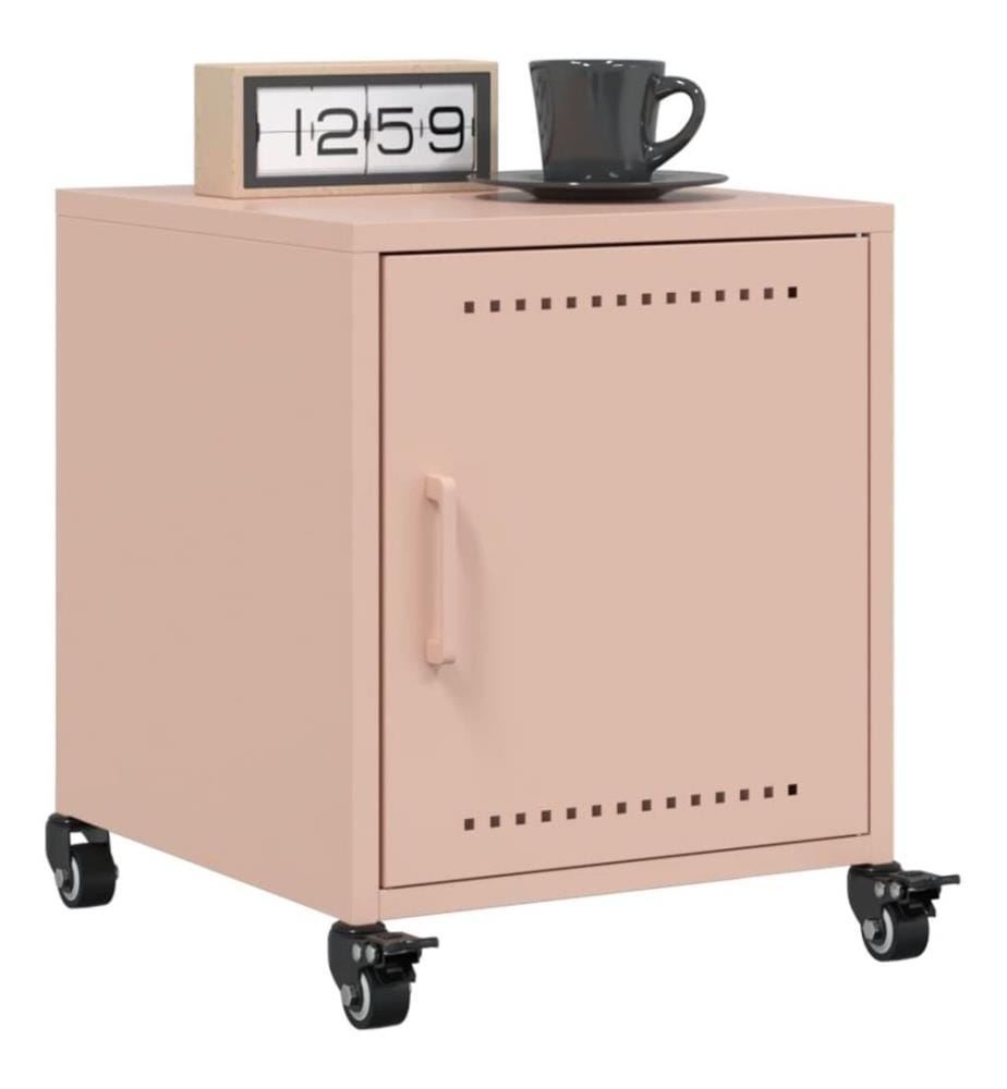Table de chevet rose 36x38,5x43,5 cm acier