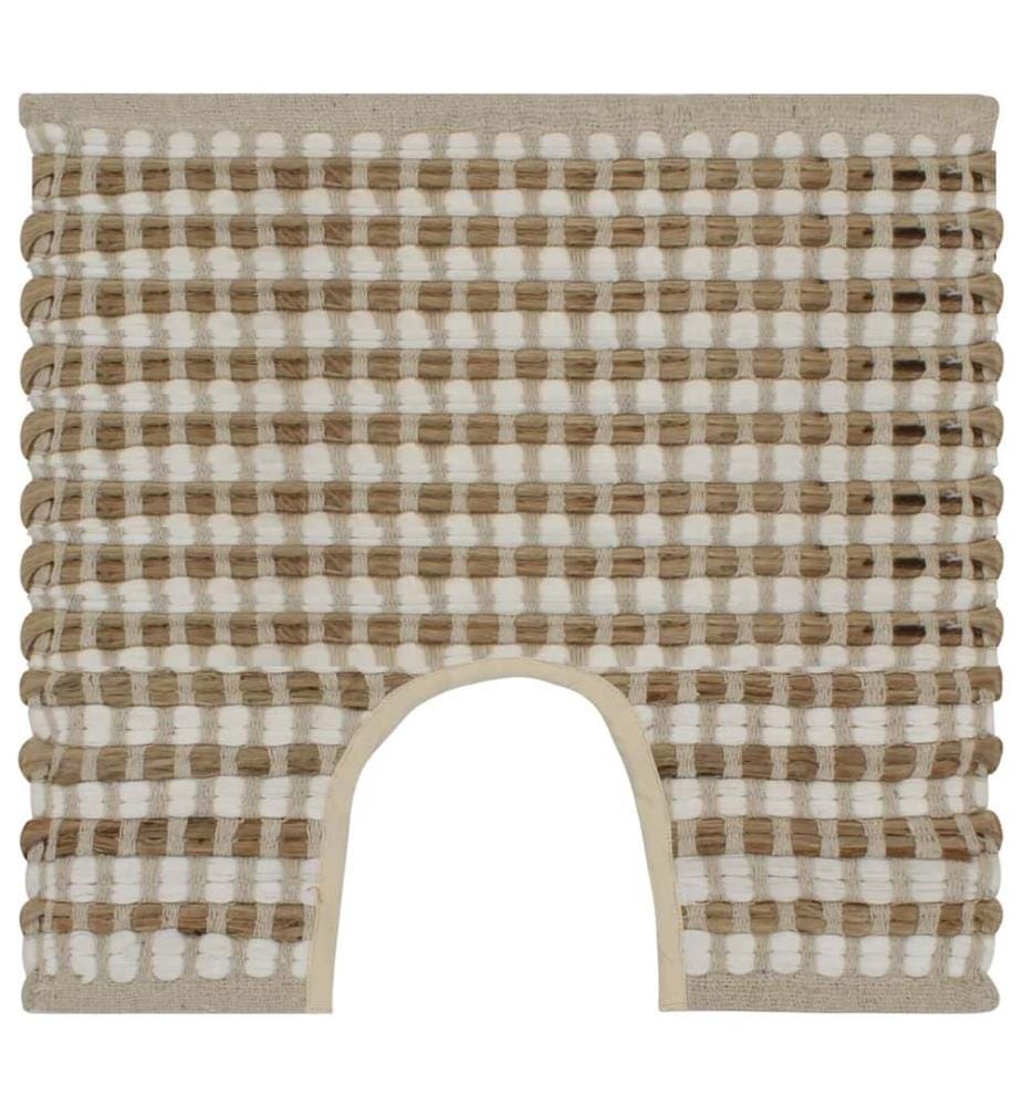 Handgewebtes Badematten-Set Jute Stoff Natur und Weiss