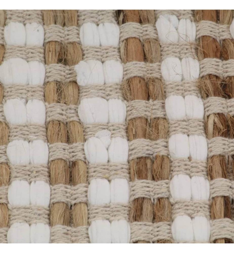 Handgewebtes Badematten-Set Jute Stoff Natur und Weiss