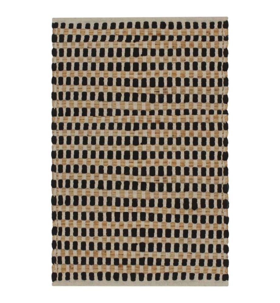 Handgewebtes Badematten-Set Jute Stoff Natur und Schwarz