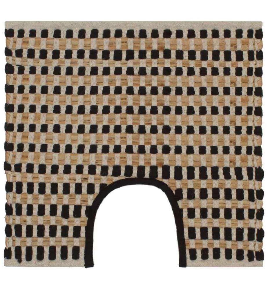Handgewebtes Badematten-Set Jute Stoff Natur und Schwarz