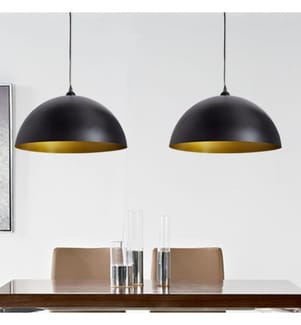 Plafonniers 2 pcs Hauteur réglable Semi-sphérique Noir