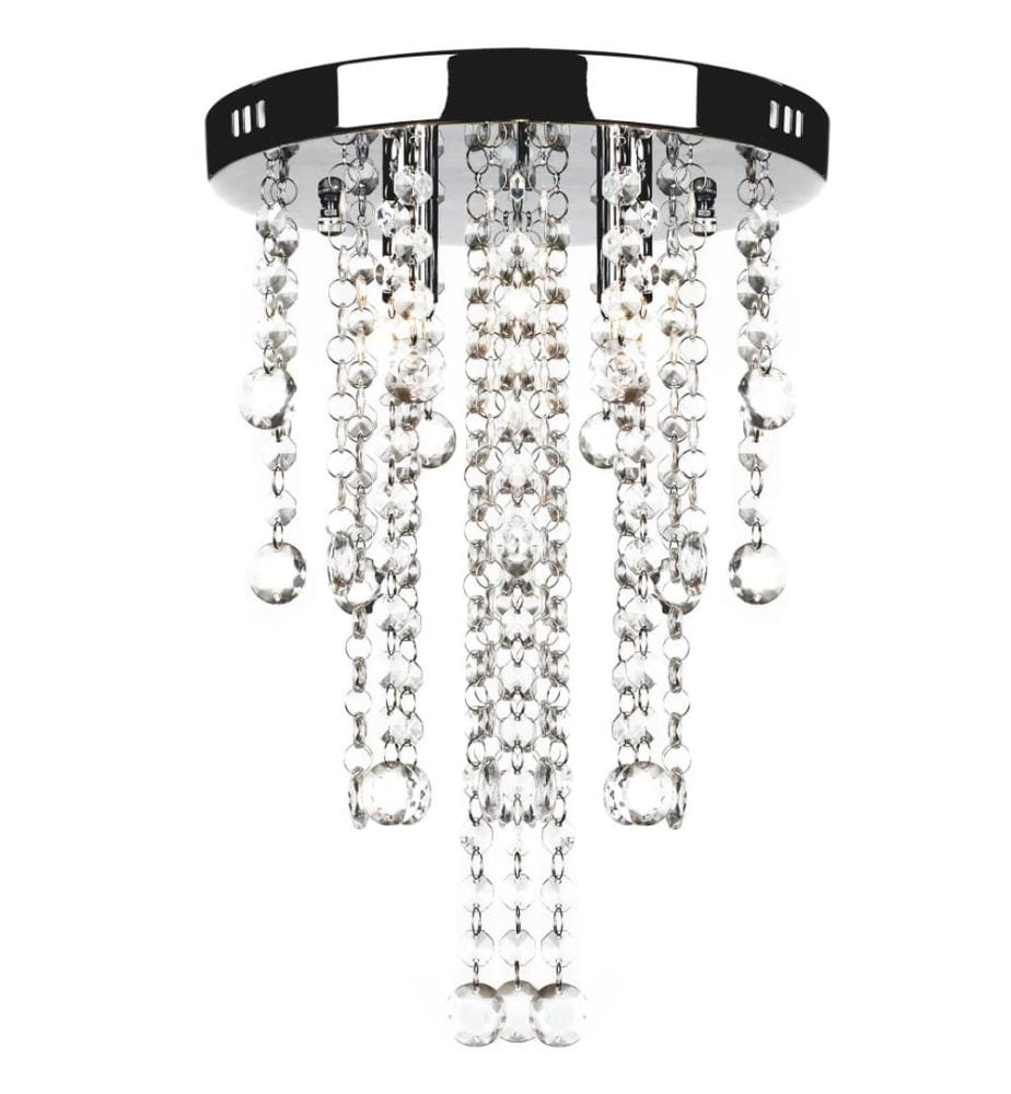Plafonnier avec perles de cristal Blanc Métal