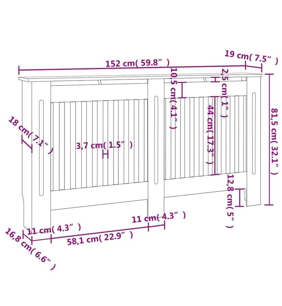 Cache-radiateur 152 cm MDF Blanc