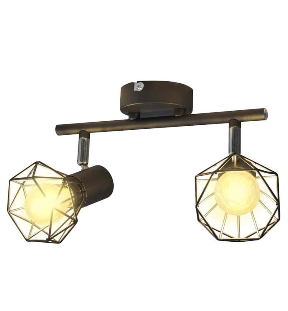 Deckenstrahler mit 2 LED-Glühlampen Industrie-Stil Drahtschirm