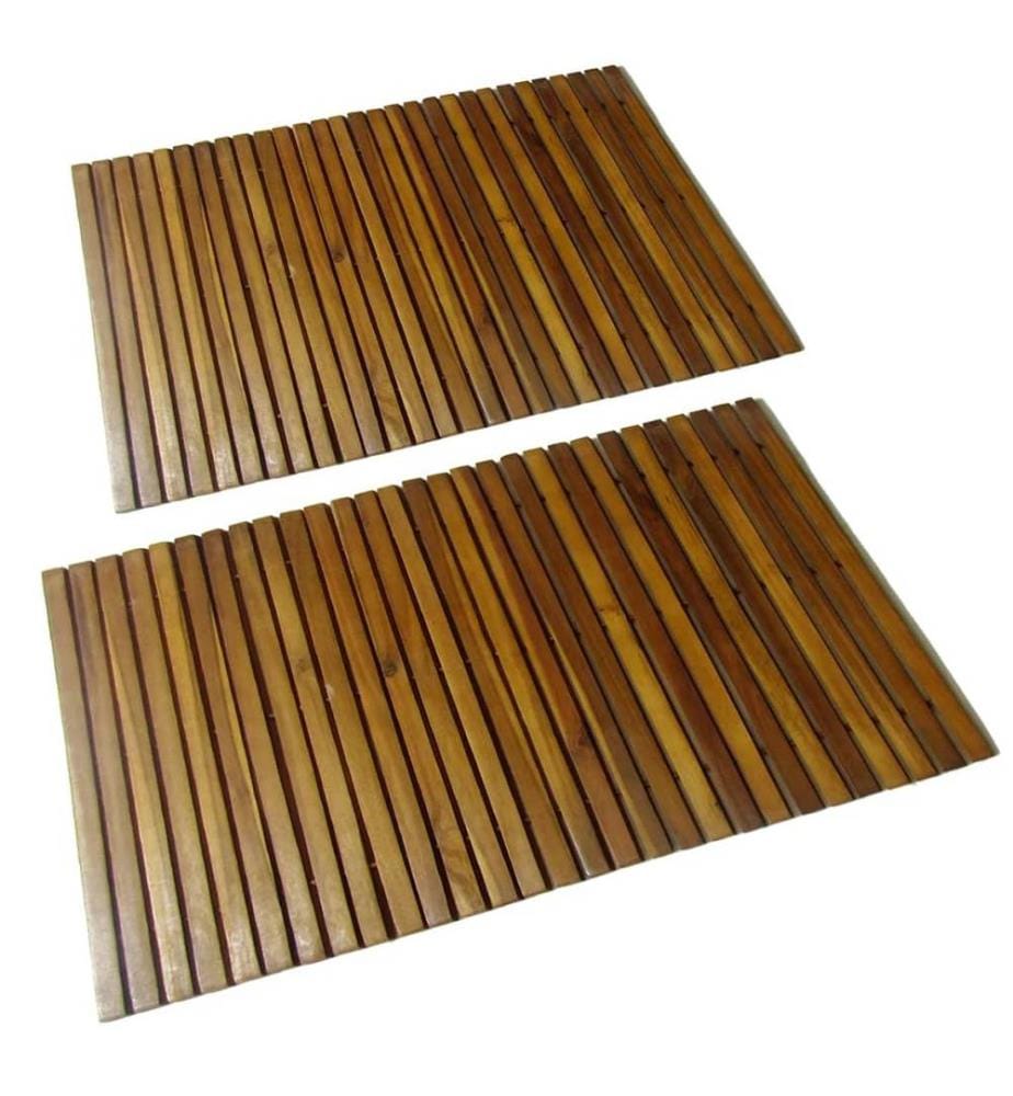 Tapis de bain 2 pcs Acacia 80x50 cm