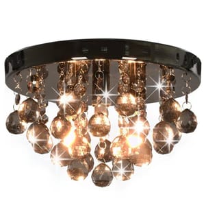 Plafonnier avec perles fumées Noir Rond G9
