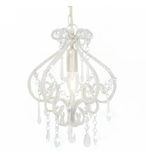 Plafonnier avec perles Blanc Rond E14