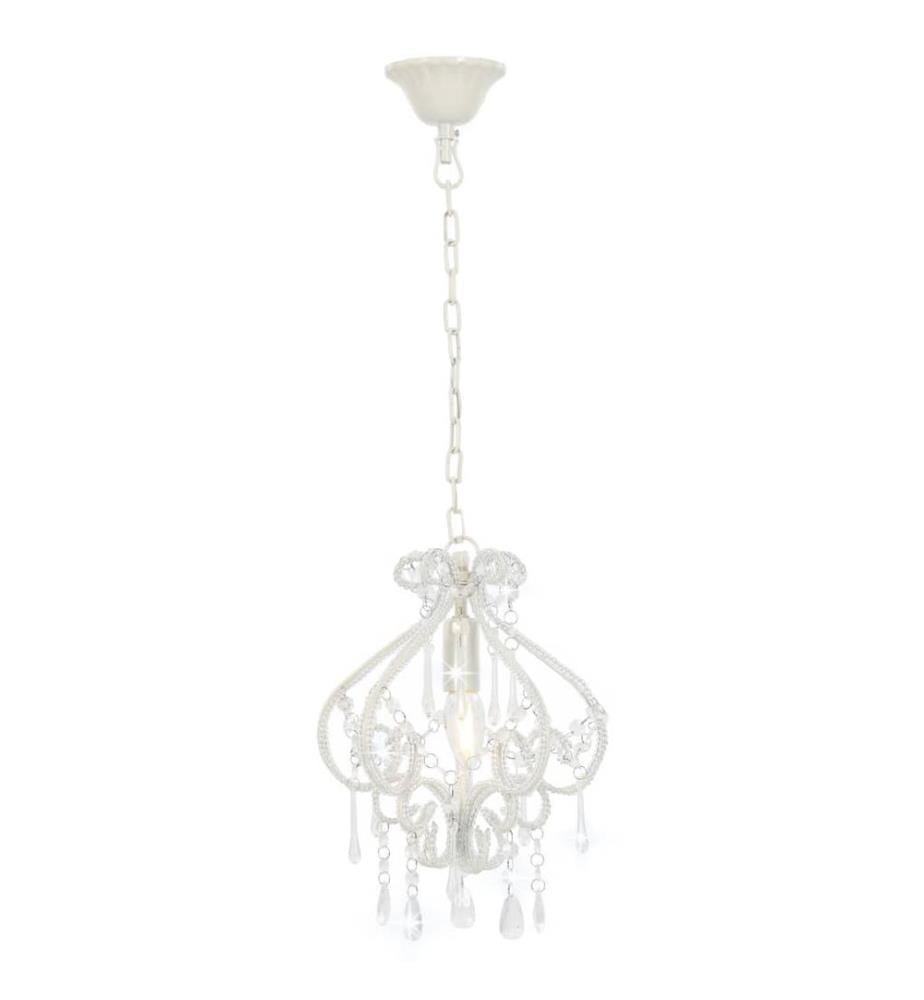 Plafonnier avec perles Blanc Rond E14