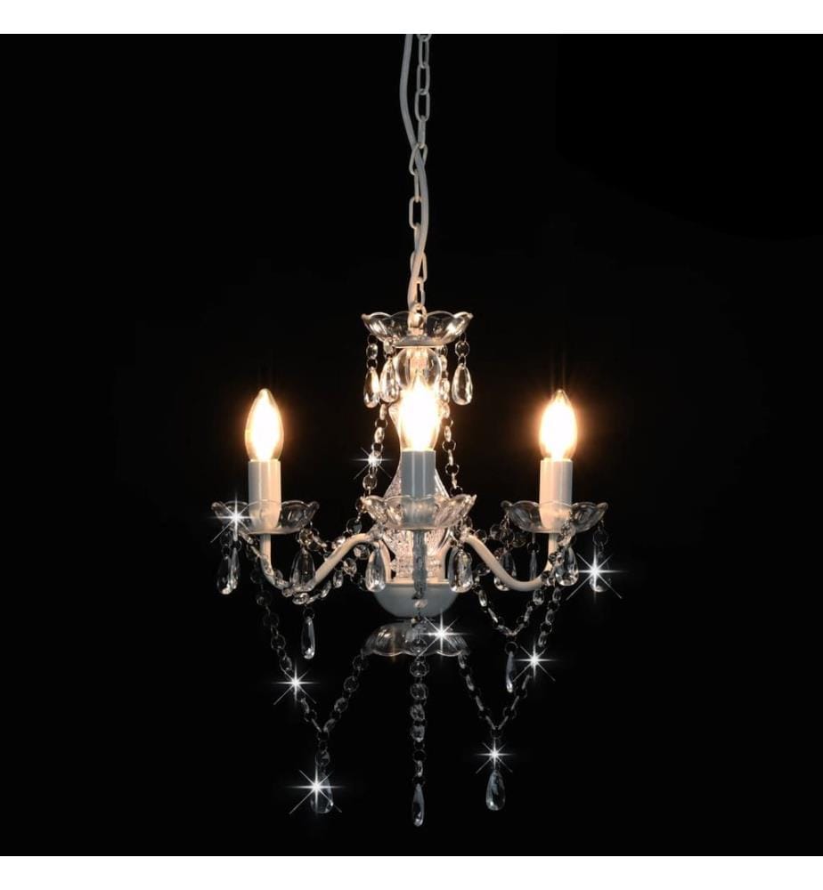 Lustre avec perles Blanc Rond 3 x E14