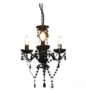 Lustre avec perles Noir Rond 3 x E14
