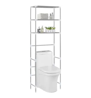 Support de rangement 3 niveaux de toilette Argenté 53x28x169 cm