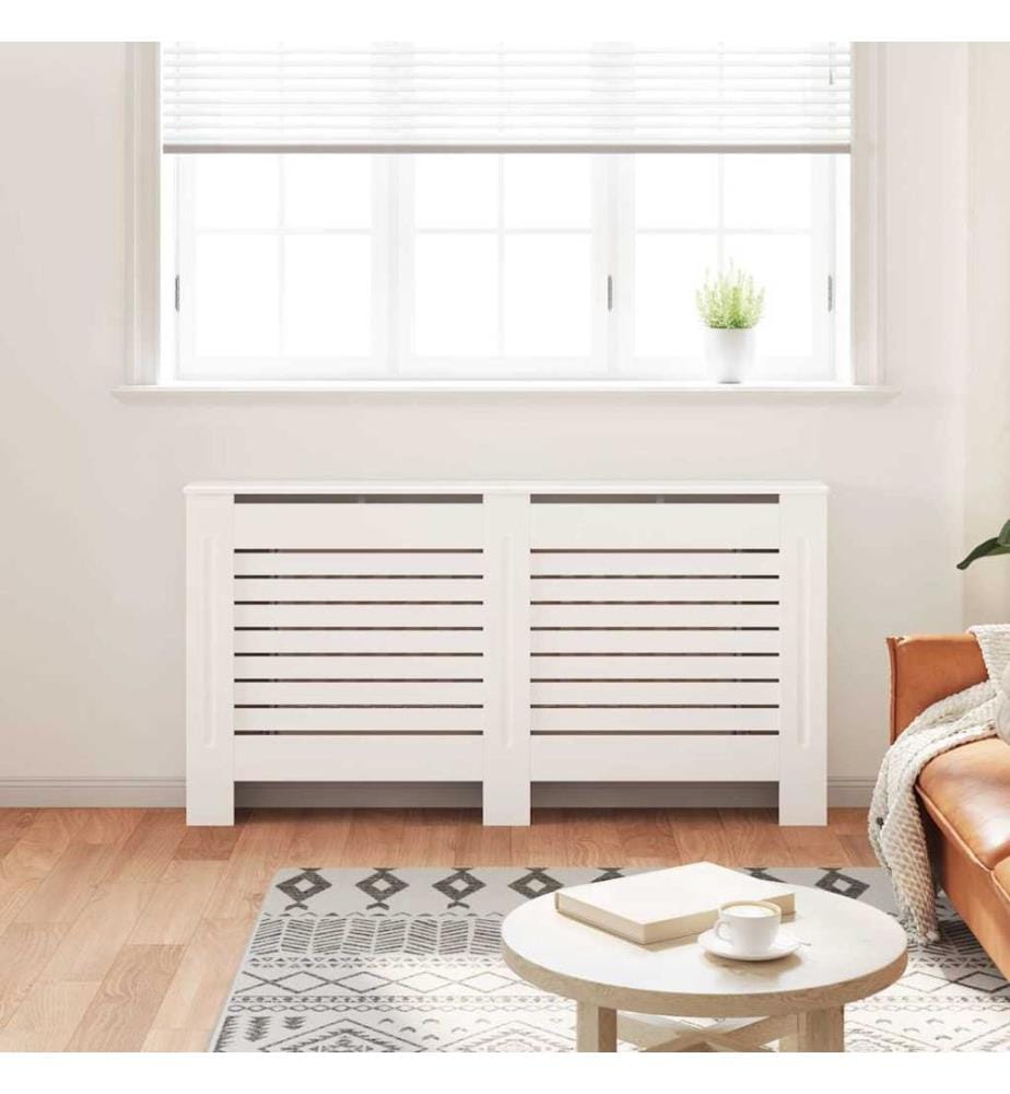 Cache-radiateur Blanc 152x19x81,5 cm MDF