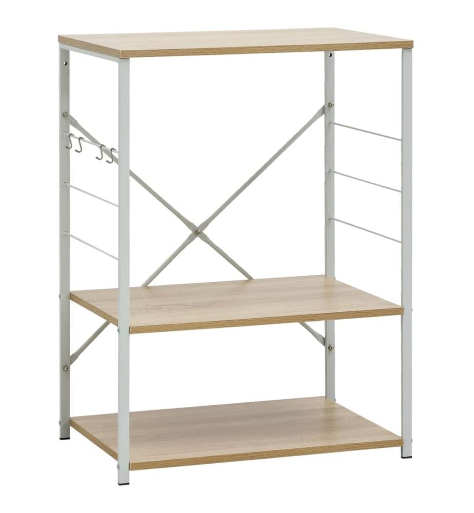Mikrowellenregal Weiss Eiche 60×39,6×79,5 cm Holzwerkstoff