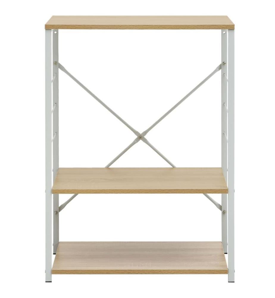 Mikrowellenregal Weiss Eiche 60×39,6×79,5 cm Holzwerkstoff